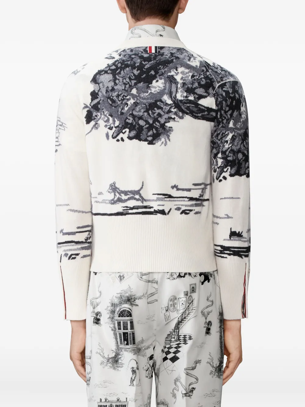 Thom Browne Hector Toile kasjmier jersey intarsia vest Wit