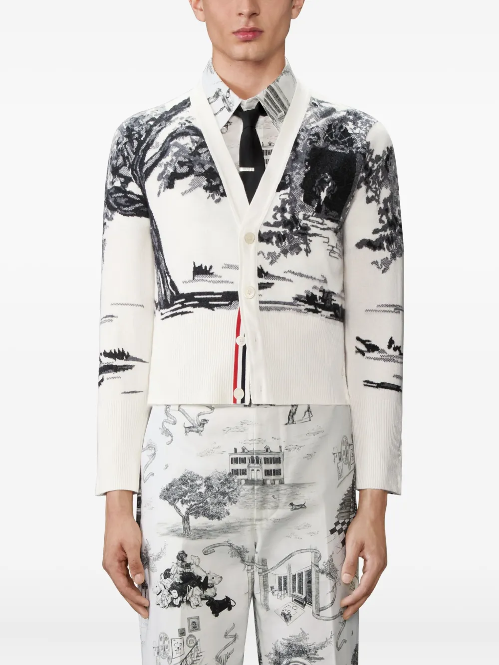 Thom Browne Hector Toile kasjmier jersey intarsia vest Wit