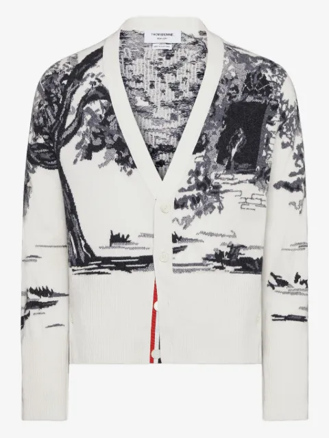 Thom Browne kofta i kashmir med intarsia