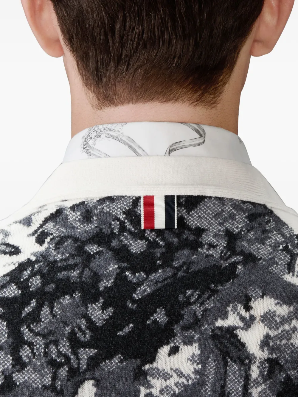 Thom Browne Hector Toile kasjmier jersey intarsia vest Wit