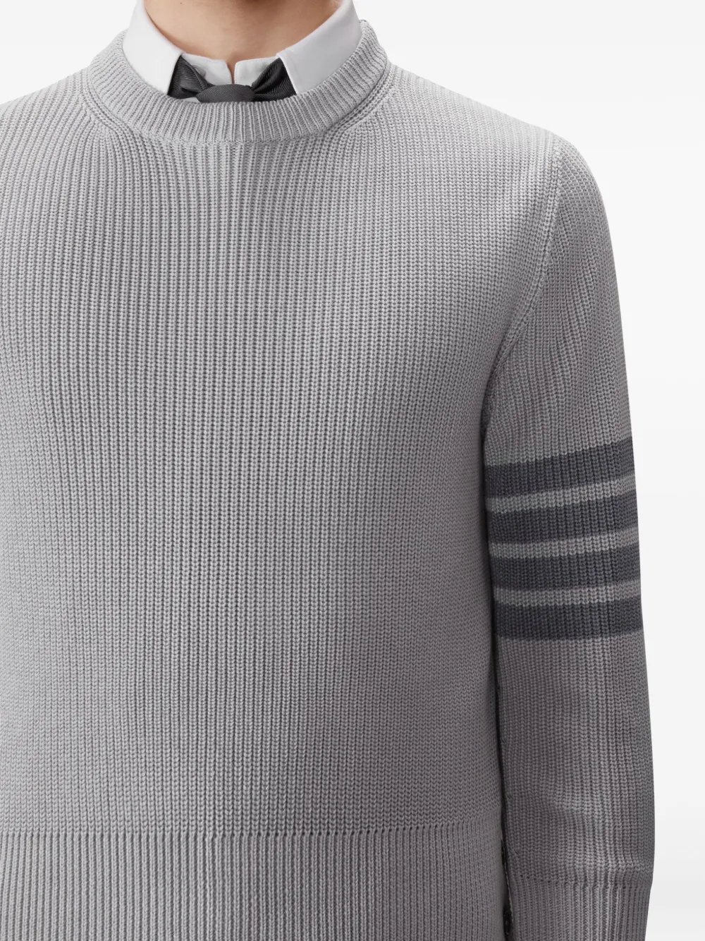 Thom Browne 4-bar Cotton Sweater In Gray