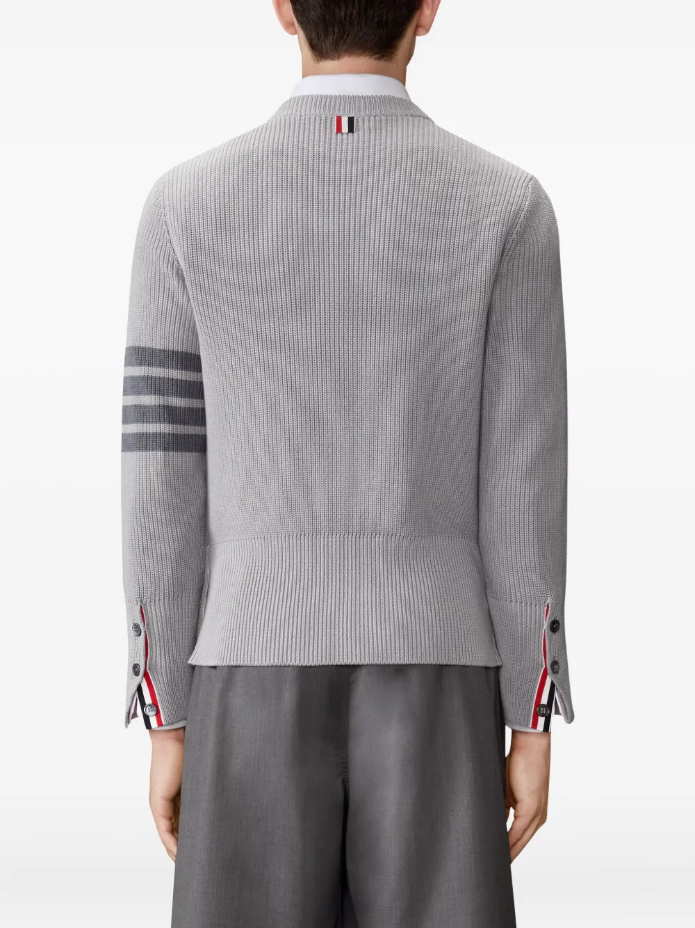 Thom Browne 4-bar Cotton Sweater In Gray