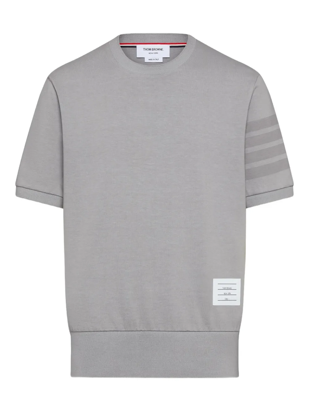 Thom Browne T-shirt in cotone con dettaglio a 4 righe - Grigio