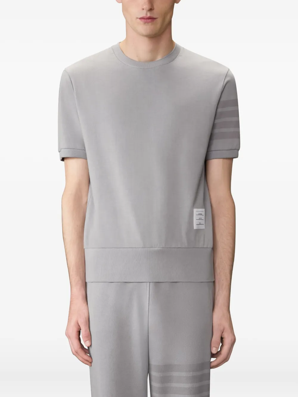 Thom Browne Katoenen T-shirt met vier strepen Grijs
