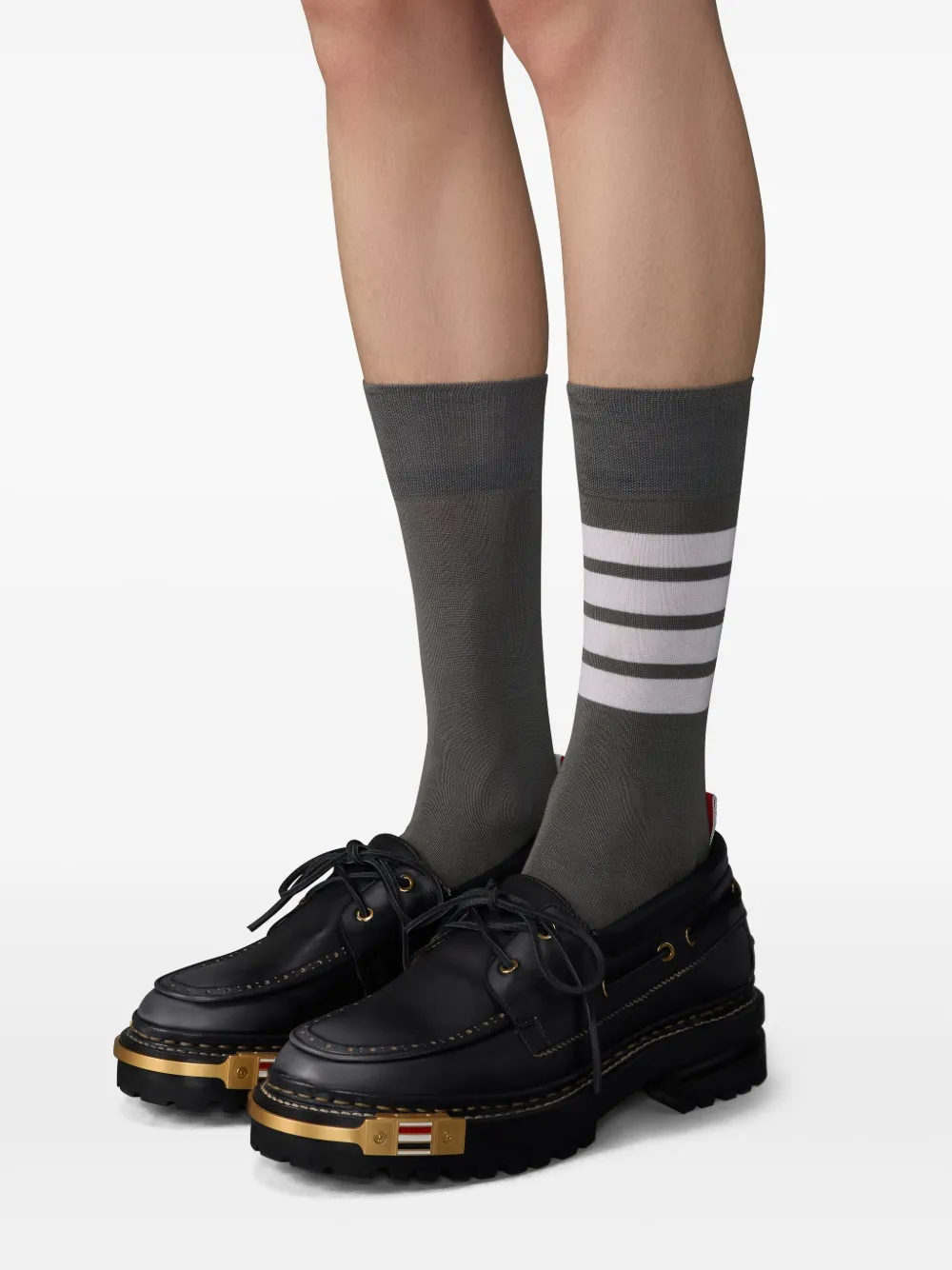 Thom Browne Leren bootschoenen Zwart