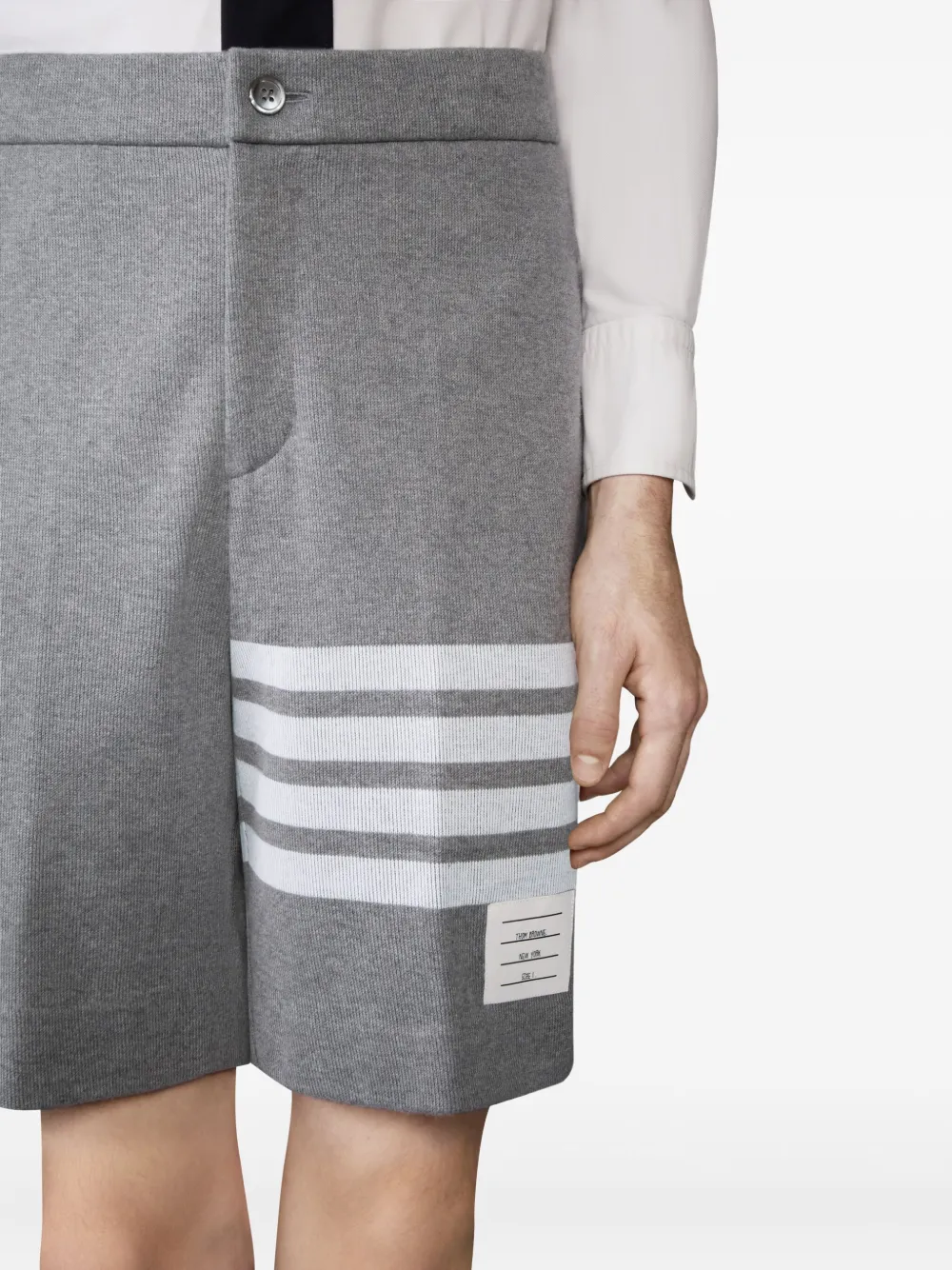 Thom Browne Double Face gebreide bermuda shorts met 4 strepen Grijs