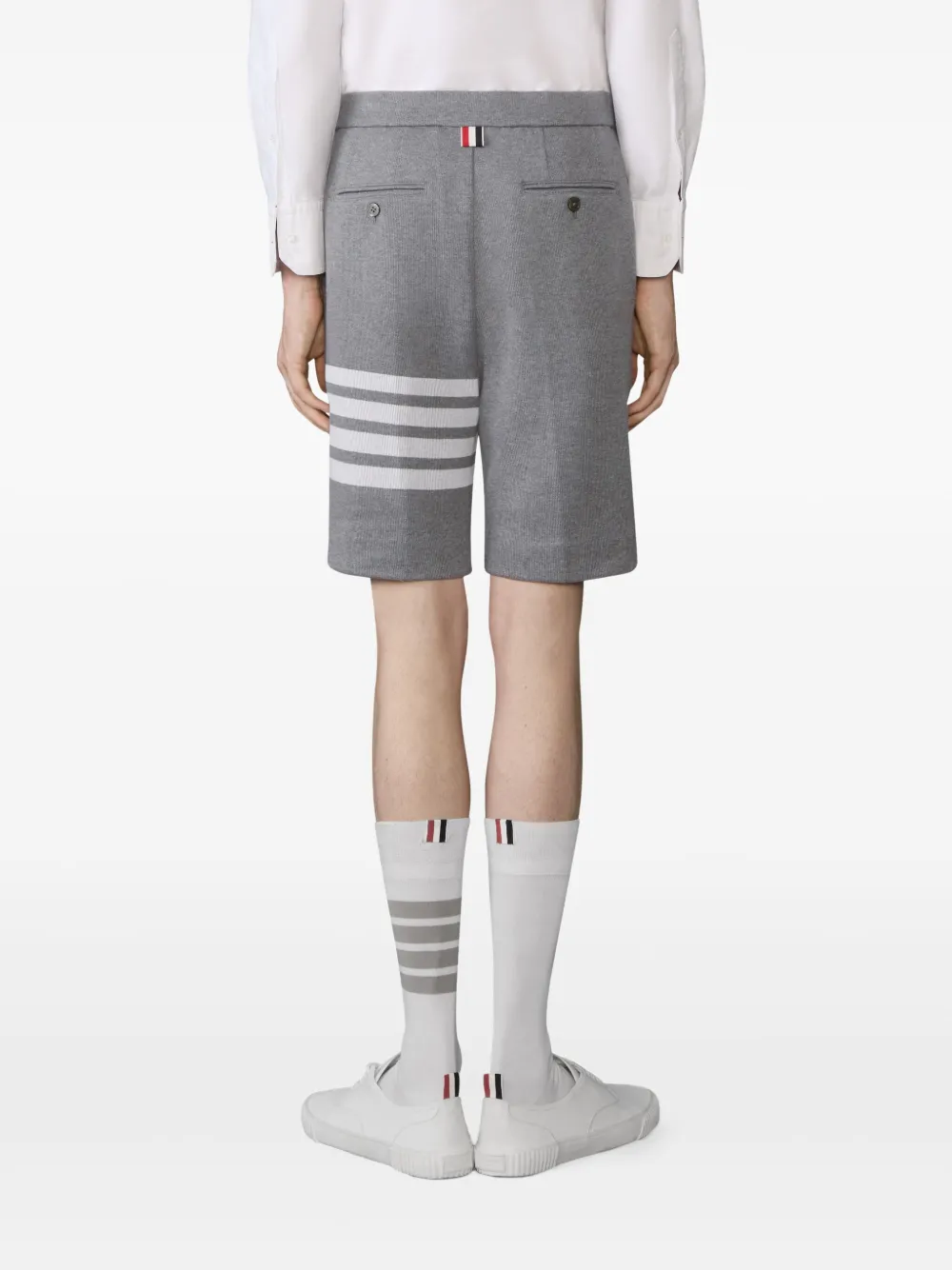 Thom Browne Double Face gebreide bermuda shorts met 4 strepen Grijs