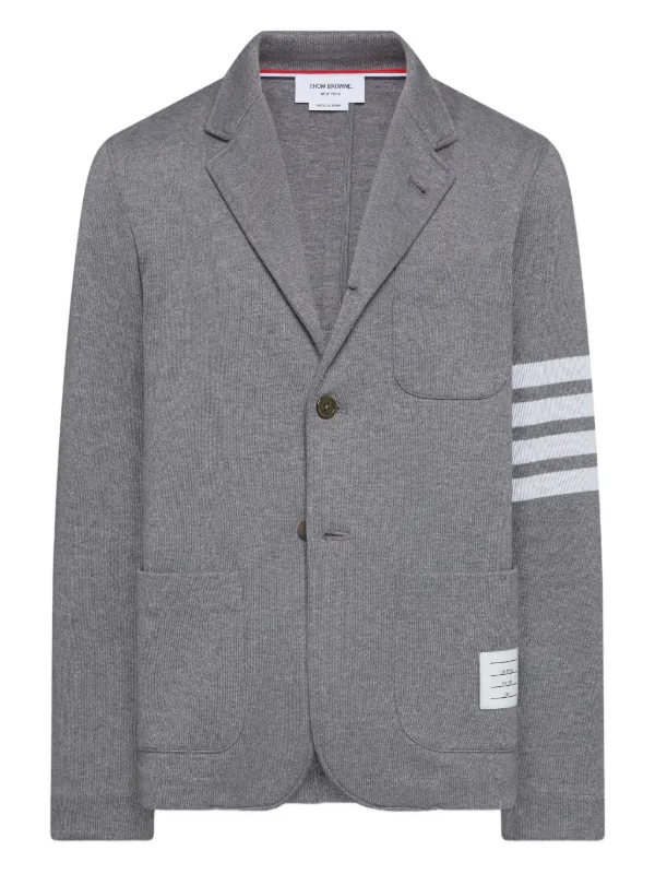 Thom Browne Double Face Knit 4-Bar Sack Jacket in Grey