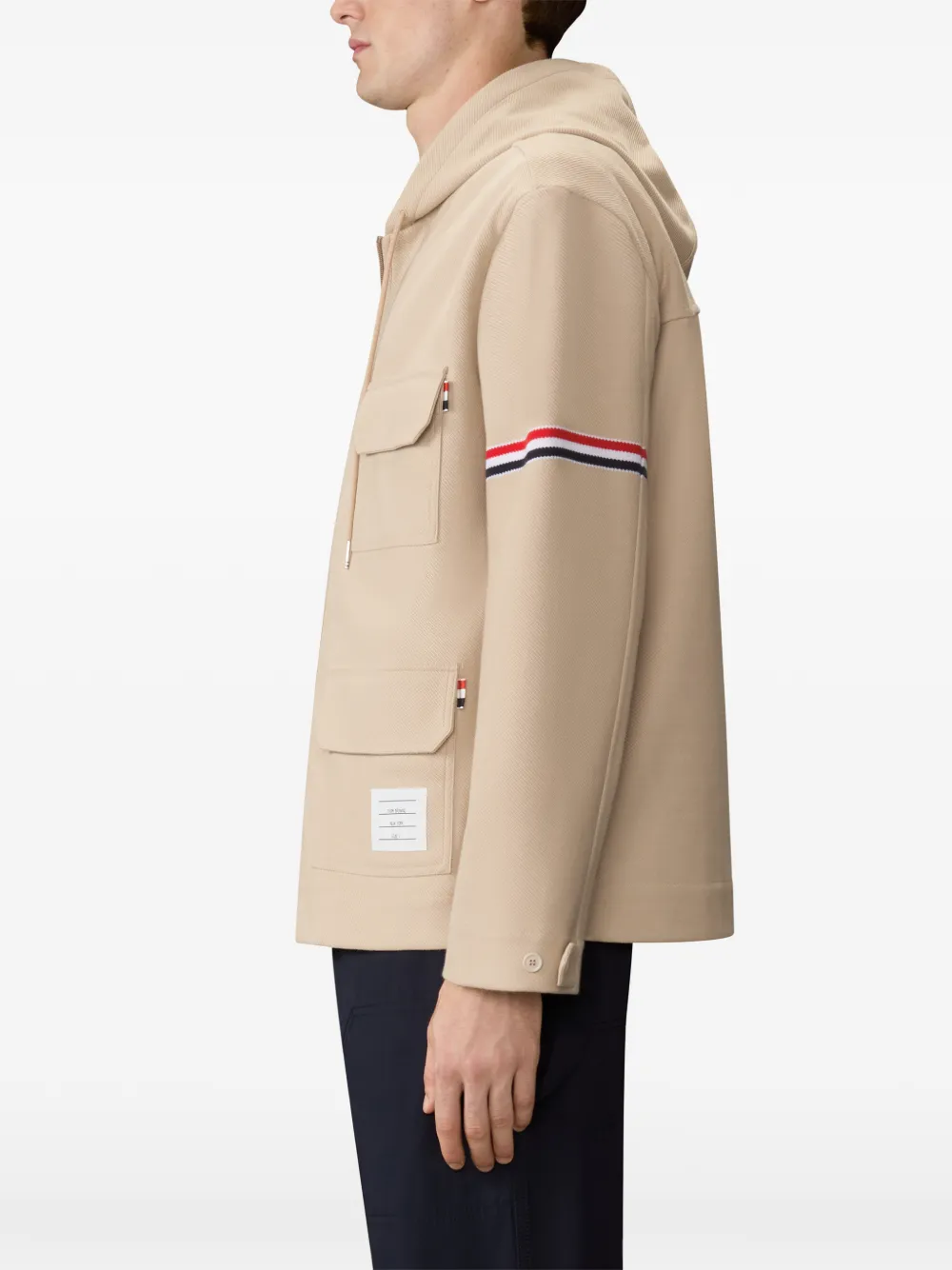 Thom Browne Double Face Tech oversized twill parka met armbanden Beige