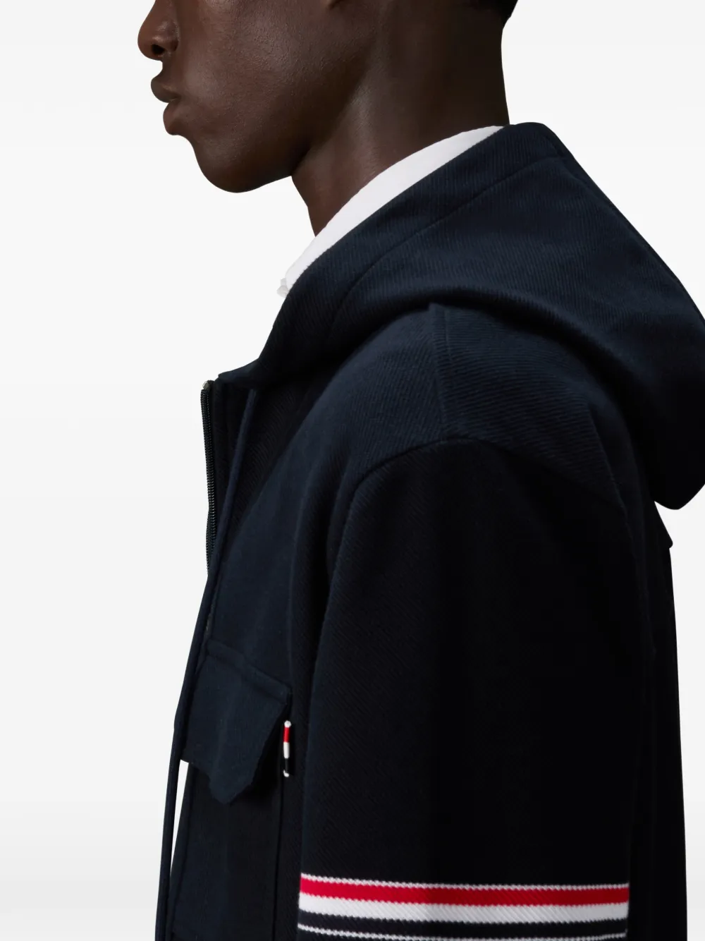 stripe-detail hooded jacket