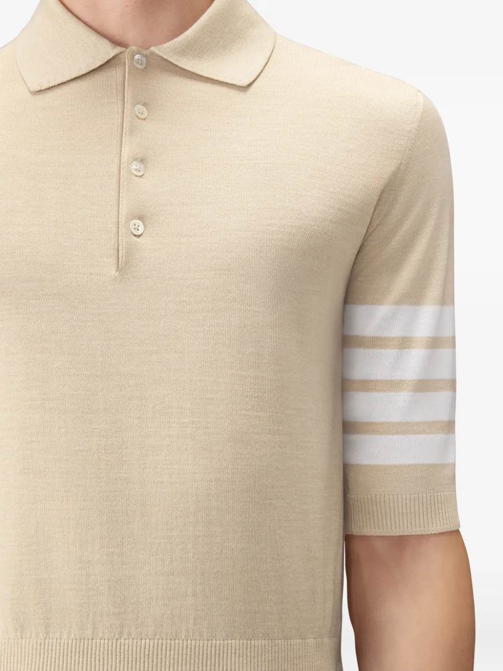 Thom Browne Fijngebreide polo van merinowol Beige