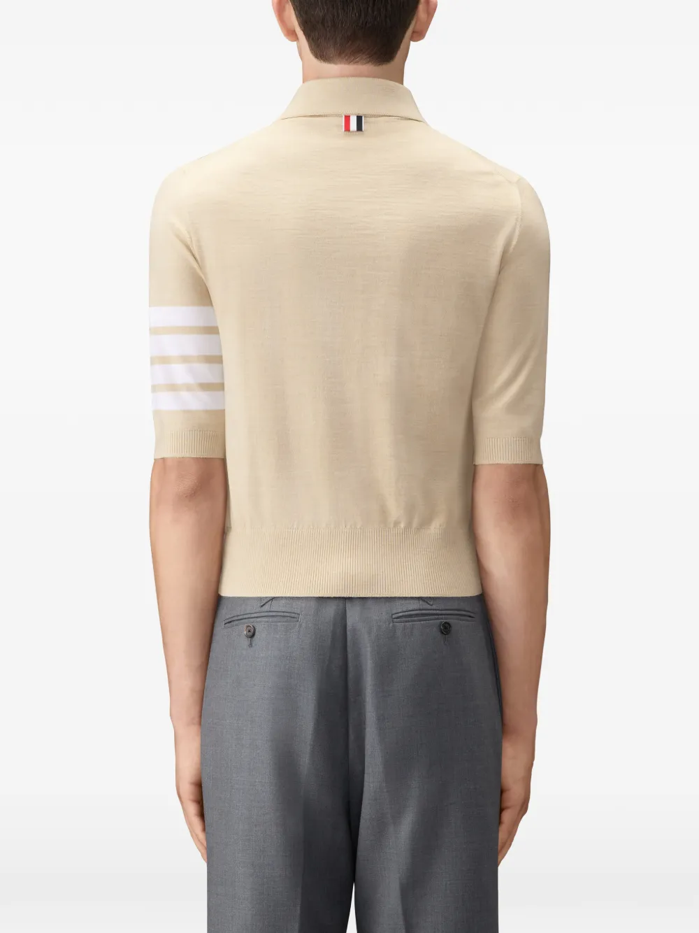 Thom Browne Fijngebreide polo van merinowol Beige