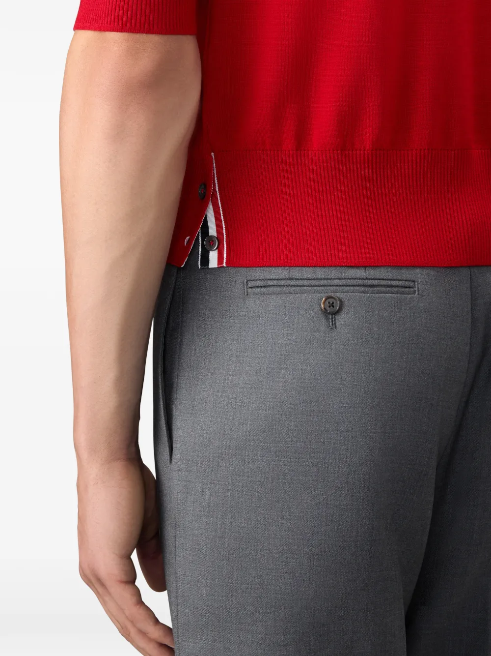 Thom Browne Poloshirt van merinowol met vier strepen Rood