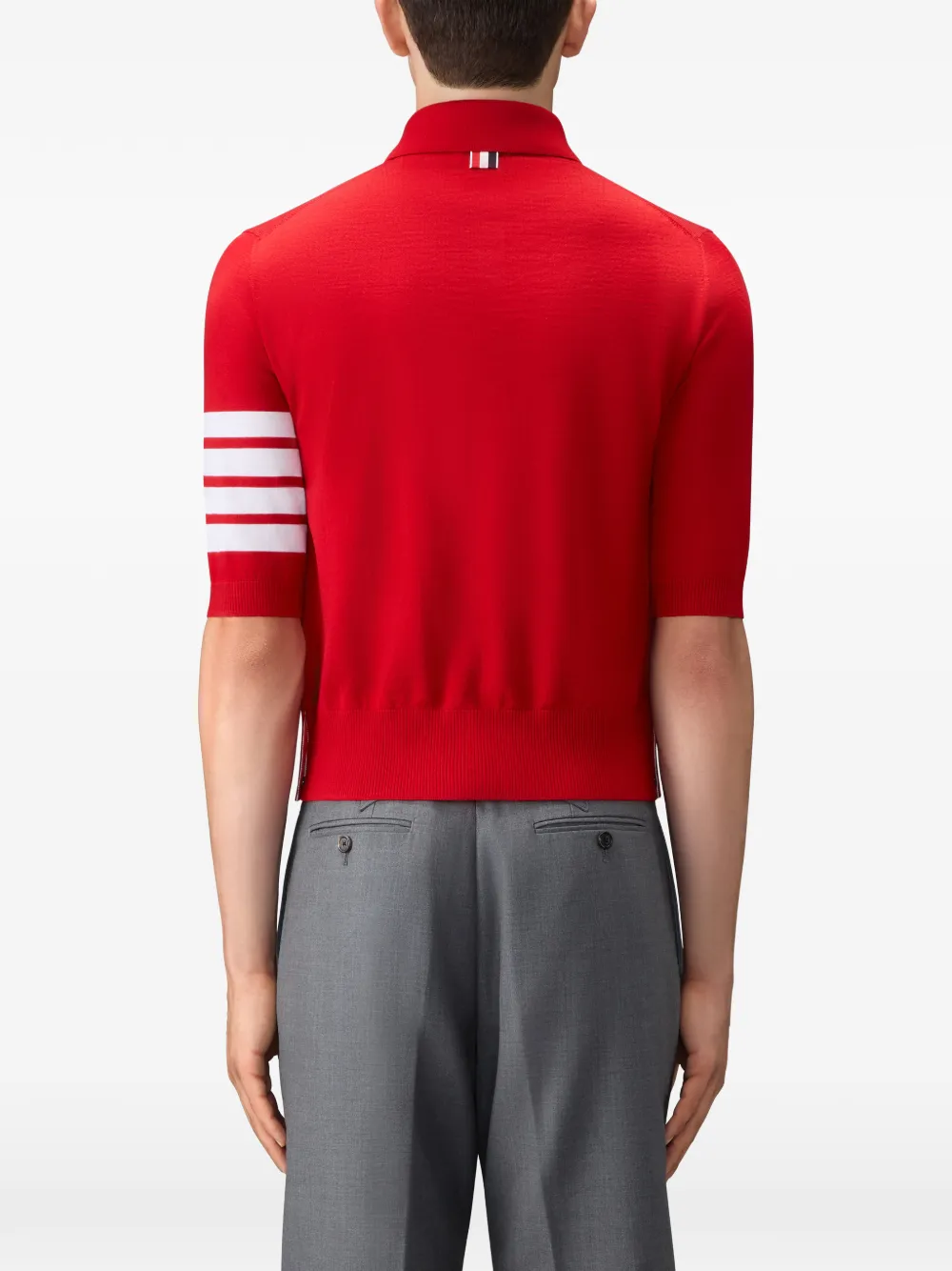 Thom Browne Poloshirt van merinowol met vier strepen Rood
