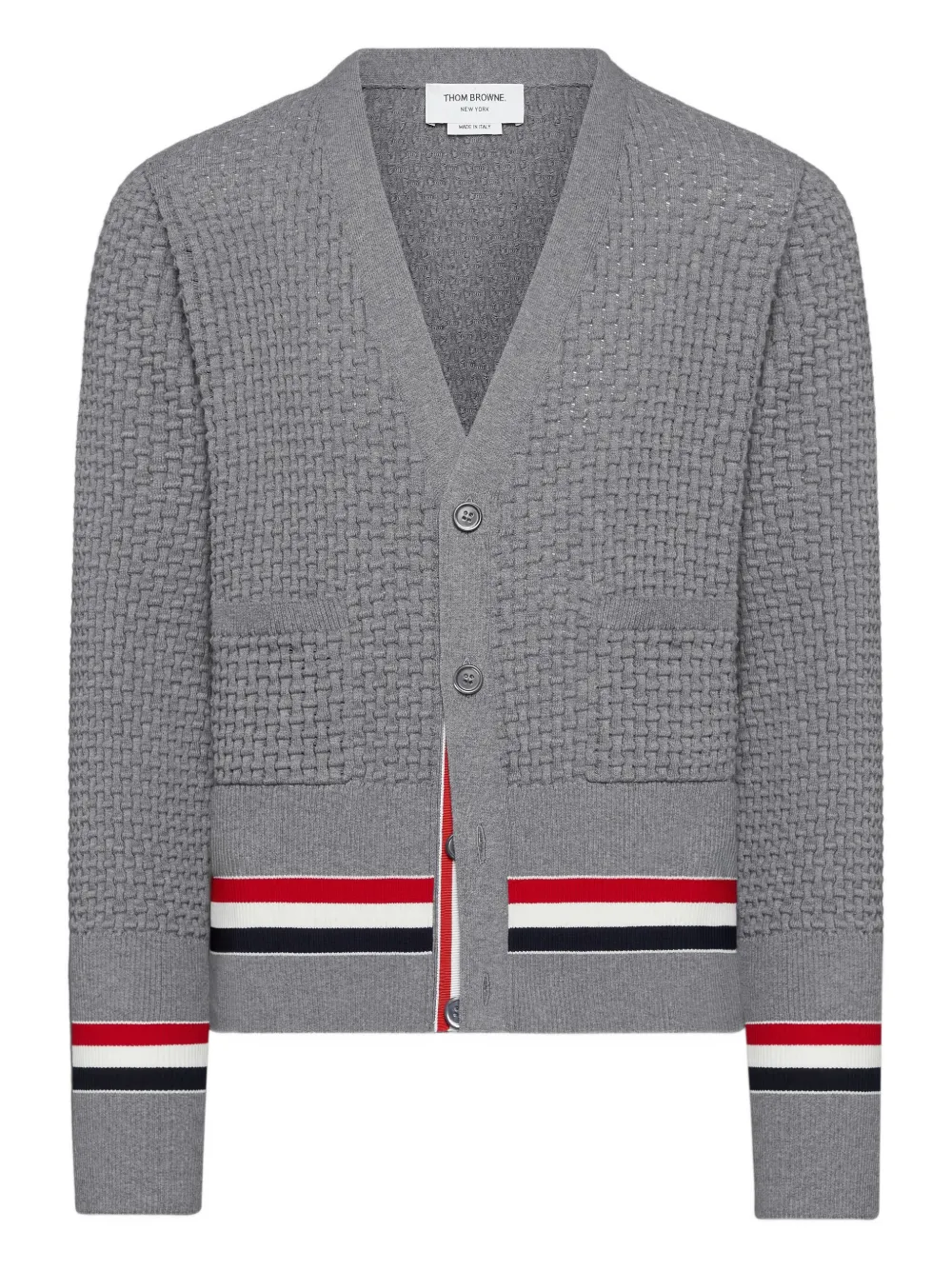 Thom Browne Cardigan a righe RWB - Grigio