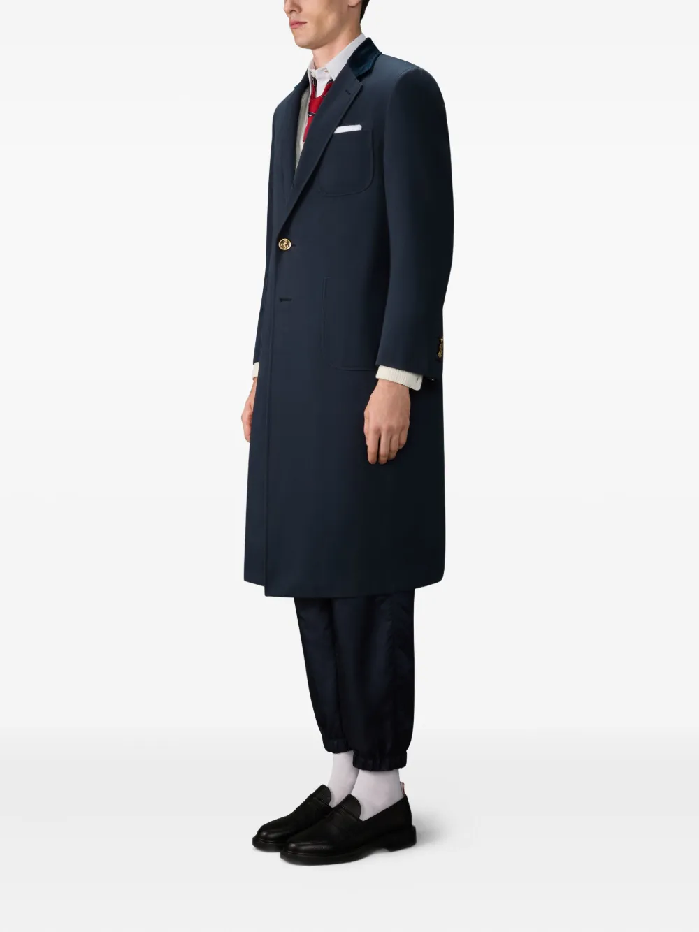  Thom Browne Velvet-collar Coat - Blue 