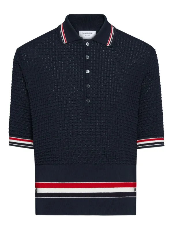 THOM BROWNE ストライプディテール ポロシャツ 【公式通販】