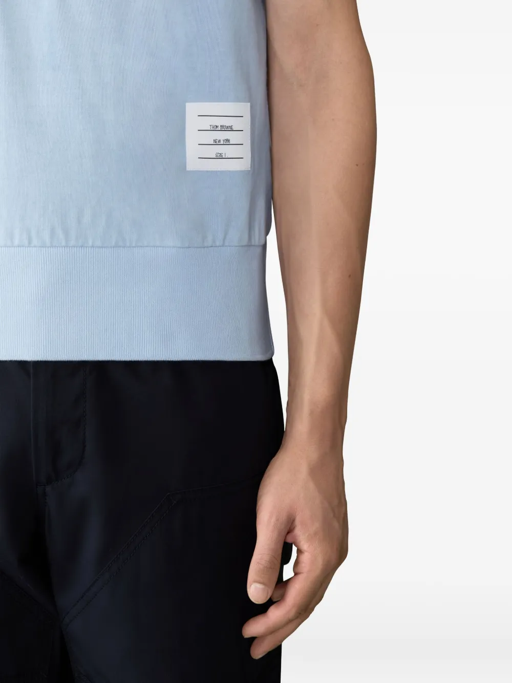 Thom Browne 4-Bar poloshirt met knoopsluiting en streepdetail Blauw