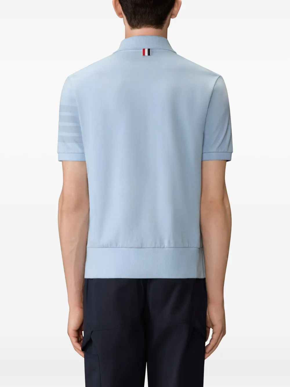 Thom Browne 4-Bar poloshirt met knoopsluiting en streepdetail Blauw