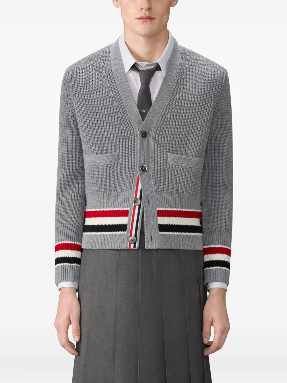 Thom Browne Vest met V-hals en knoopsluiting Grijs