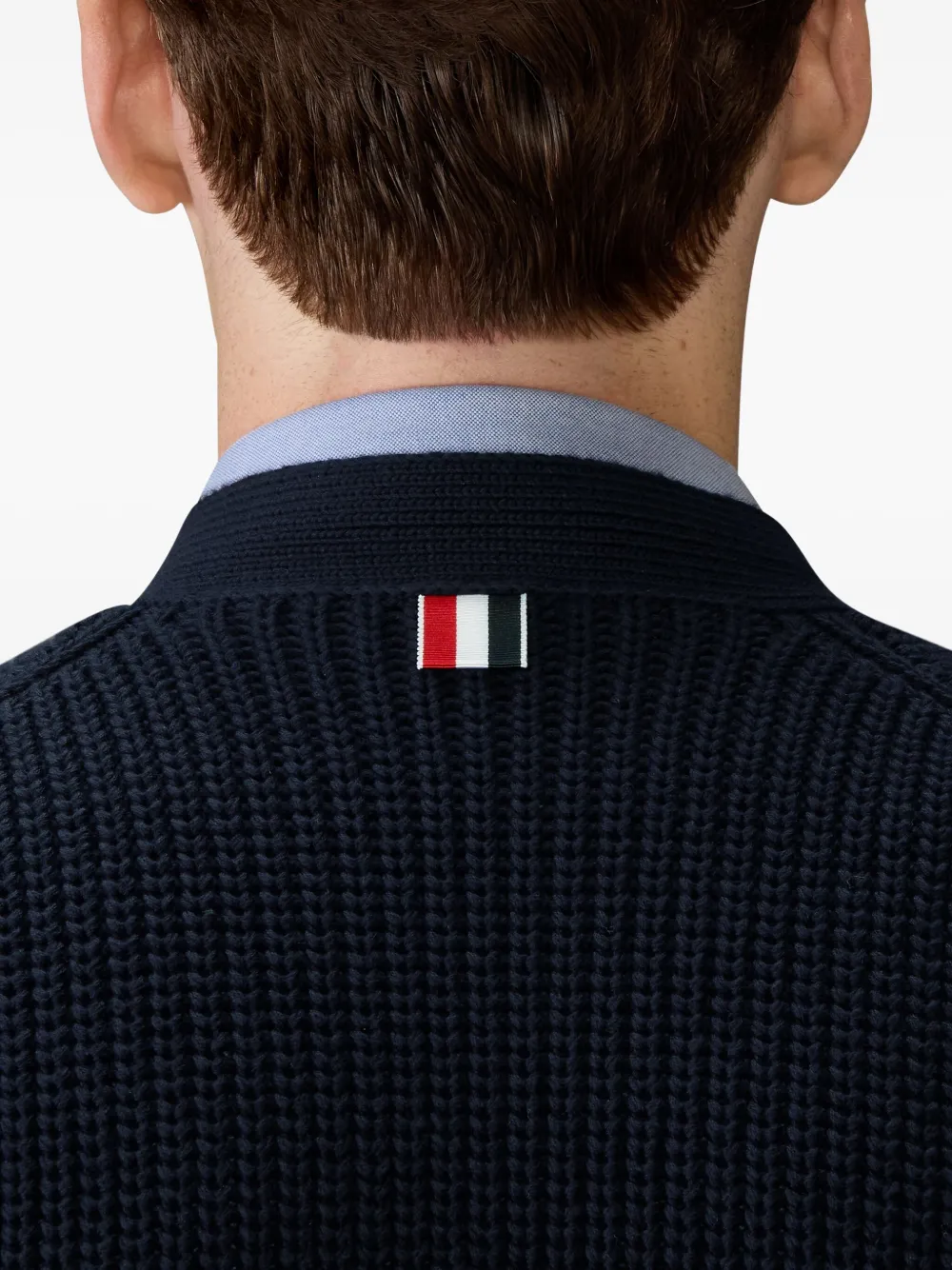 Thom Browne Katoenen vest met V-hals en knoopsluiting Blauw