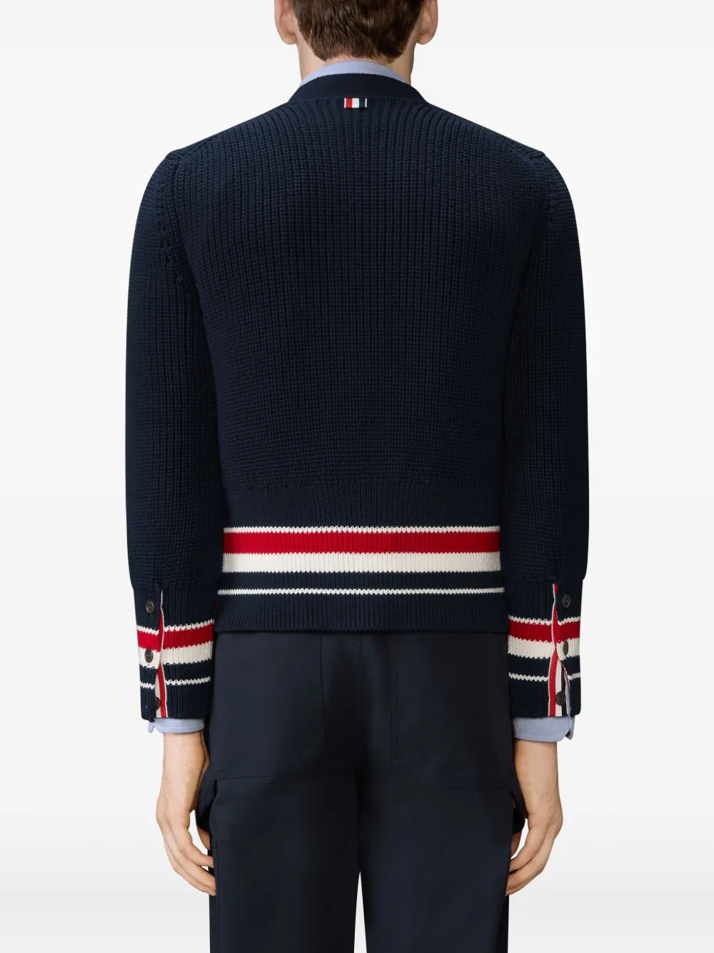 Thom Browne Katoenen vest met V-hals en knoopsluiting Blauw