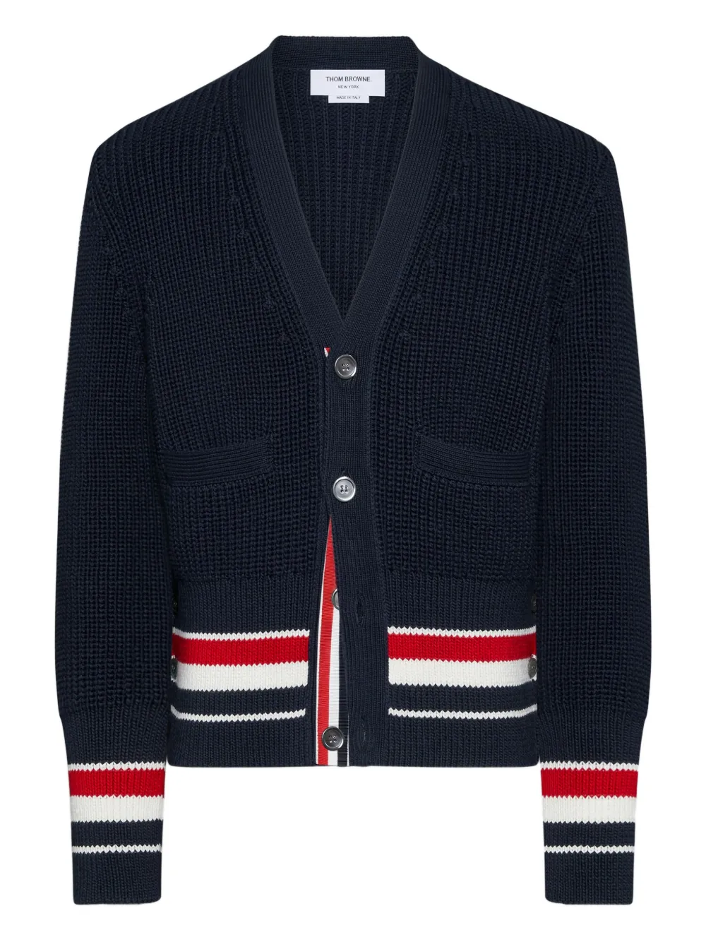Thom Browne Cardigan con bottoni e scollo a V - Blu