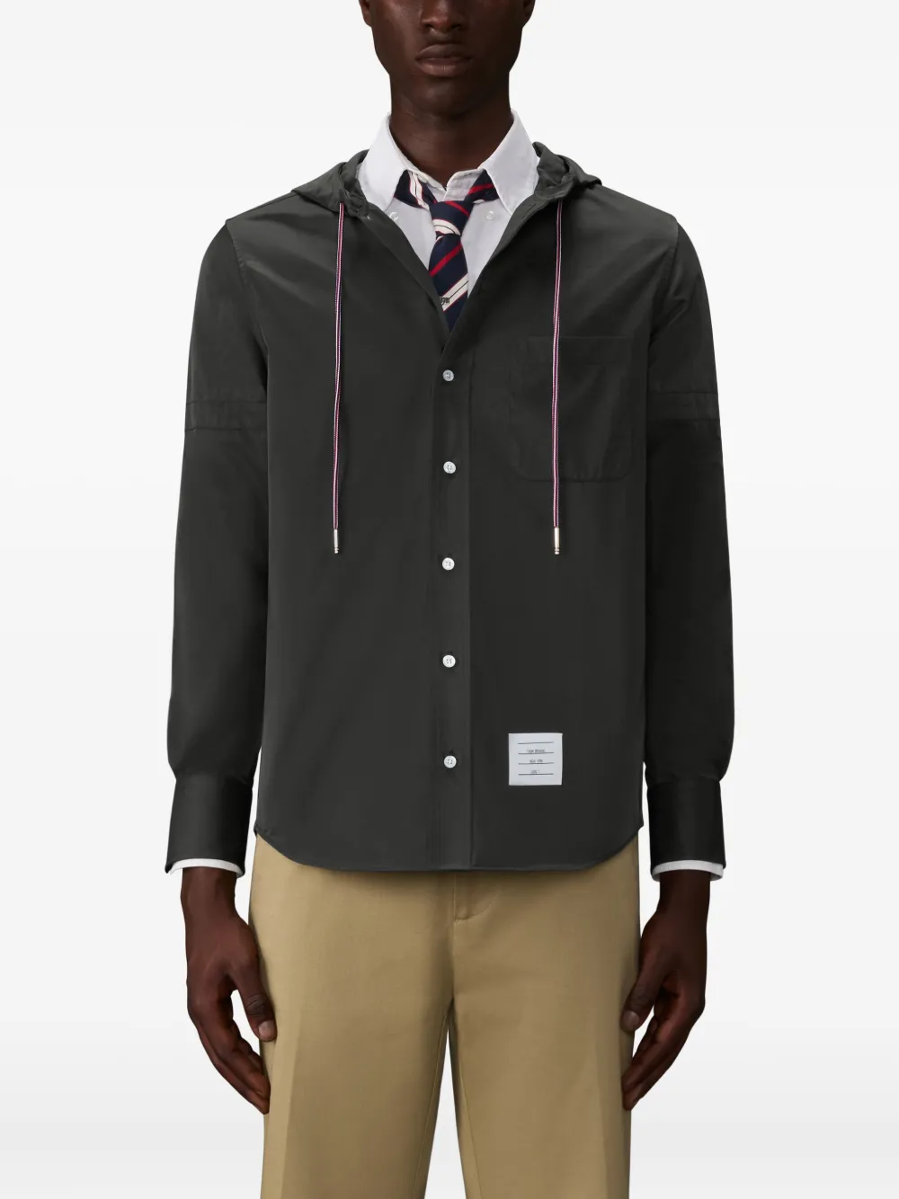 Thom Browne Overhemd met capuchon en band Zwart