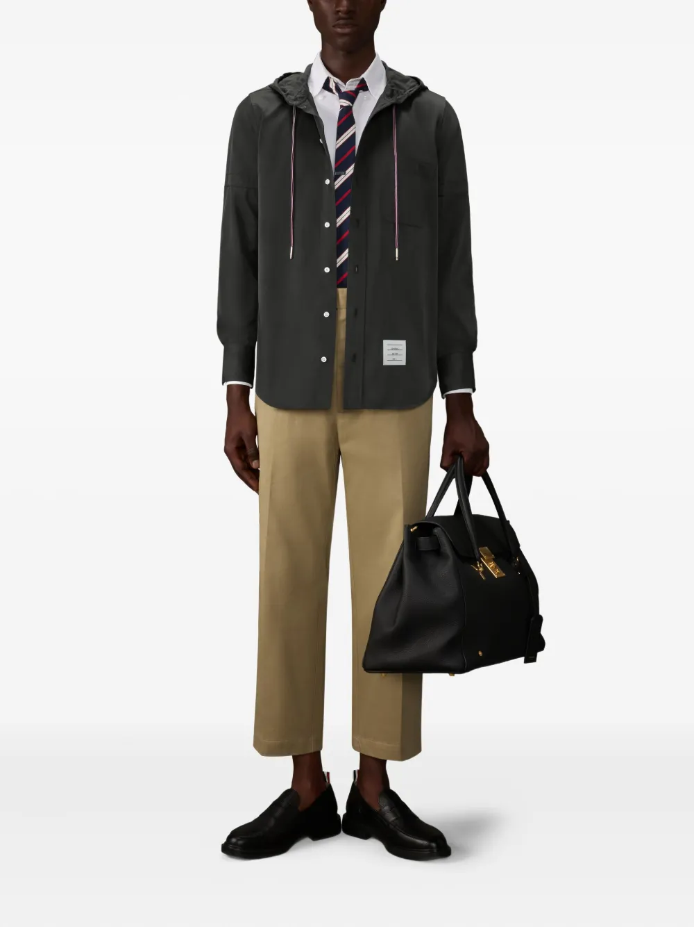 Thom Browne hooded armband-detail shirt - Zwart