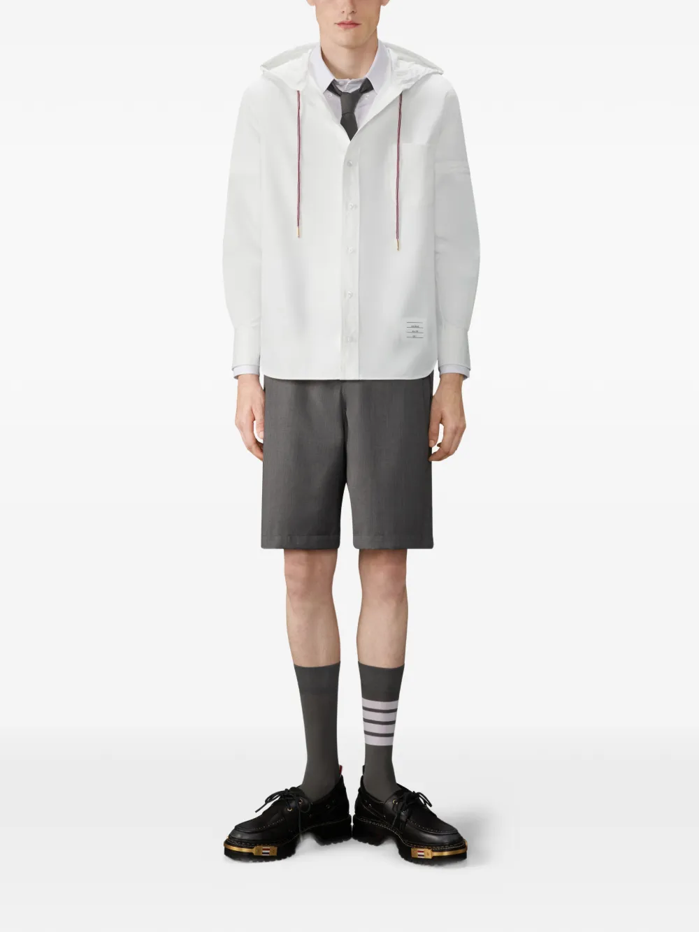 Thom Browne hooded armband shirt - Wit