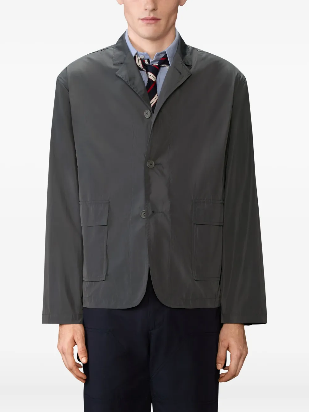  Thom Browne Button-fastening Flap-pockets Jacket - Grey 