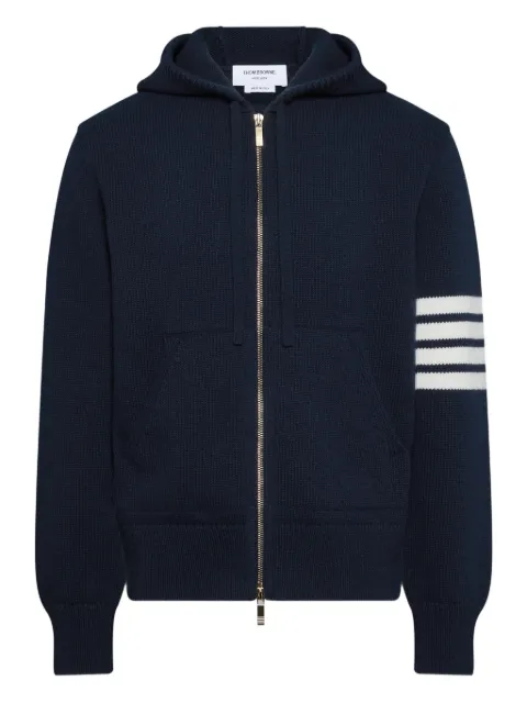 Thom Browne hoodie 4-Bar con detalle de rayas y cierre
