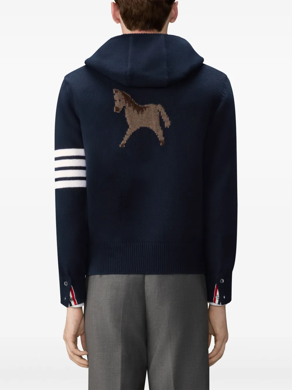 Thom Browne Lunar New Year 4-Bar intarsia hoodie Blauw