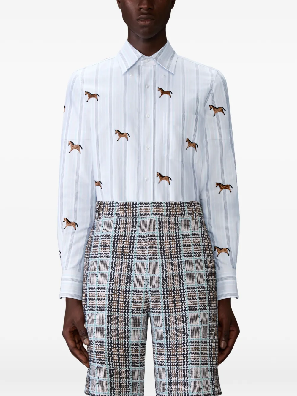 Thom Browne Lunar New Year Oxford overhemd met satijnen stiksels Blauw