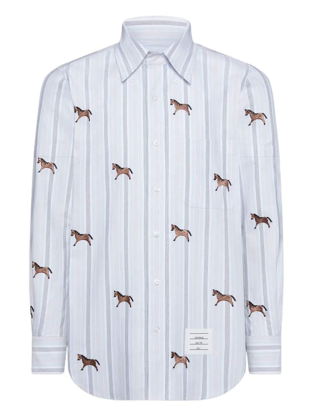 Thom Browne button-fastening horse-pattern shirt | Blue | Image 1