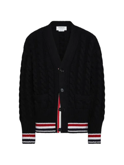 Thom Browne merino baby cable stitch RWB stripe cardigan