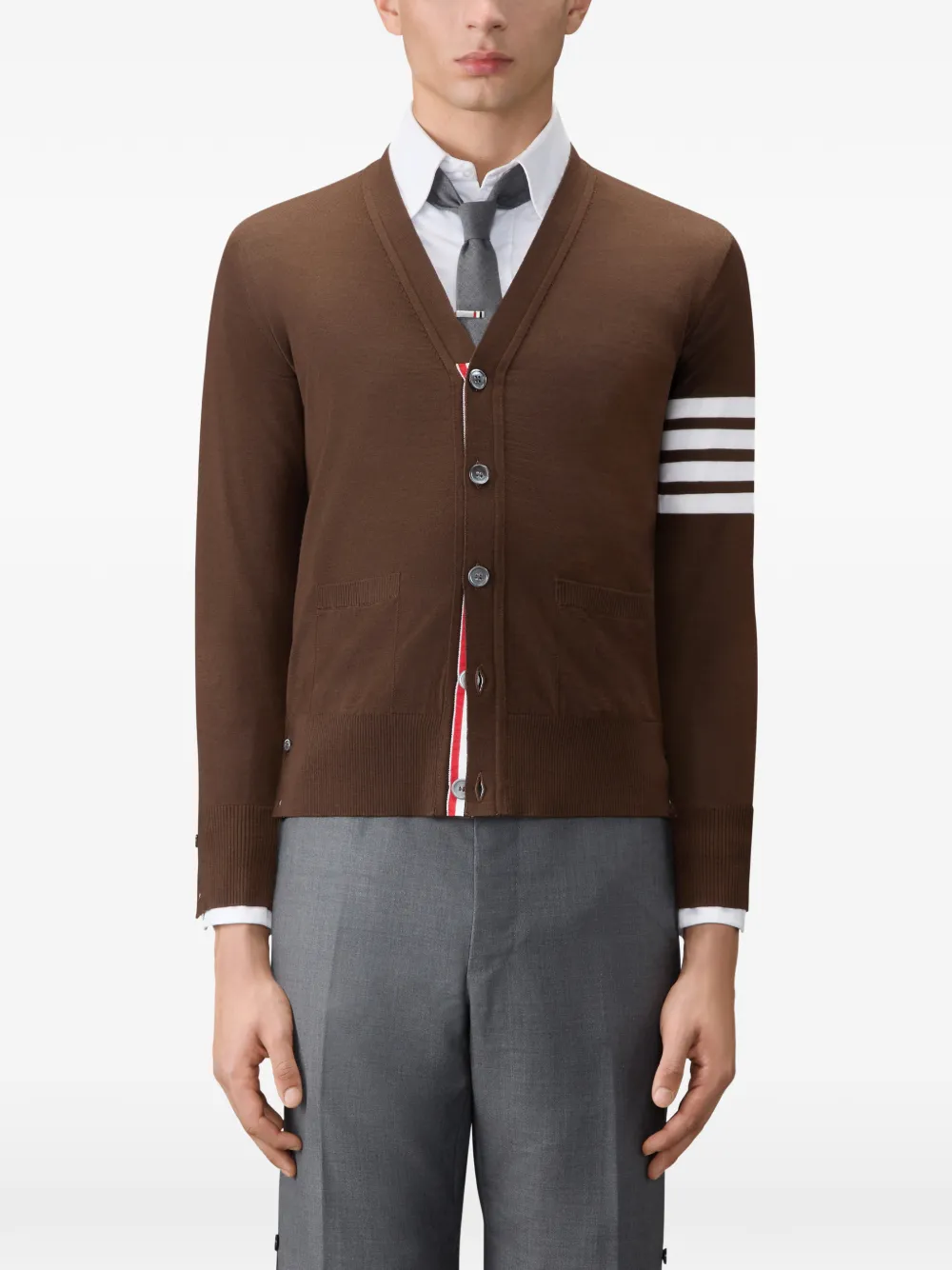 Thom Browne Vest met V-hals Bruin