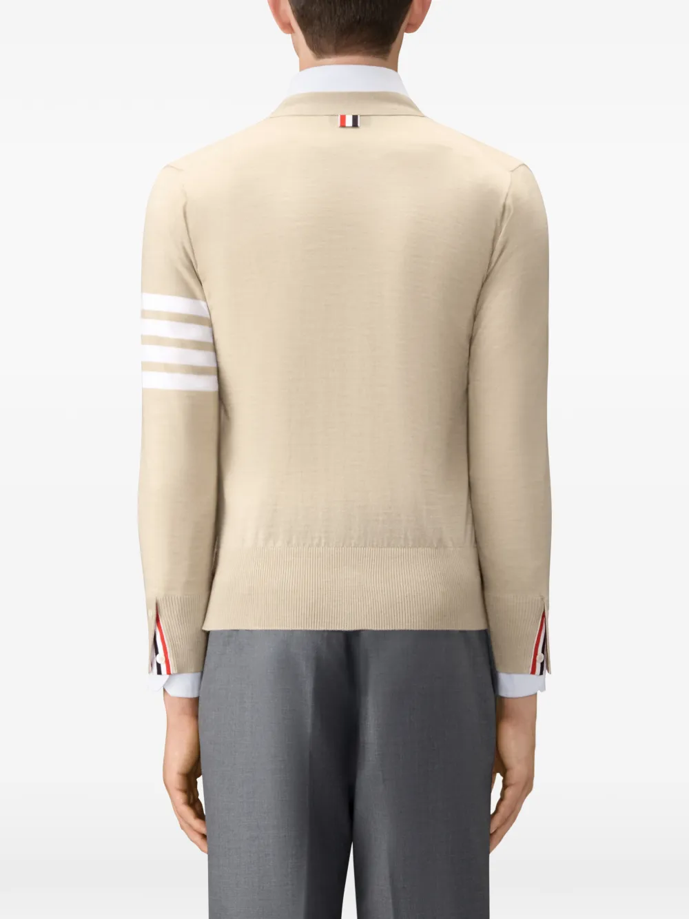 Thom Browne 4-bar klassiek vest van merinowol met V-hals Beige