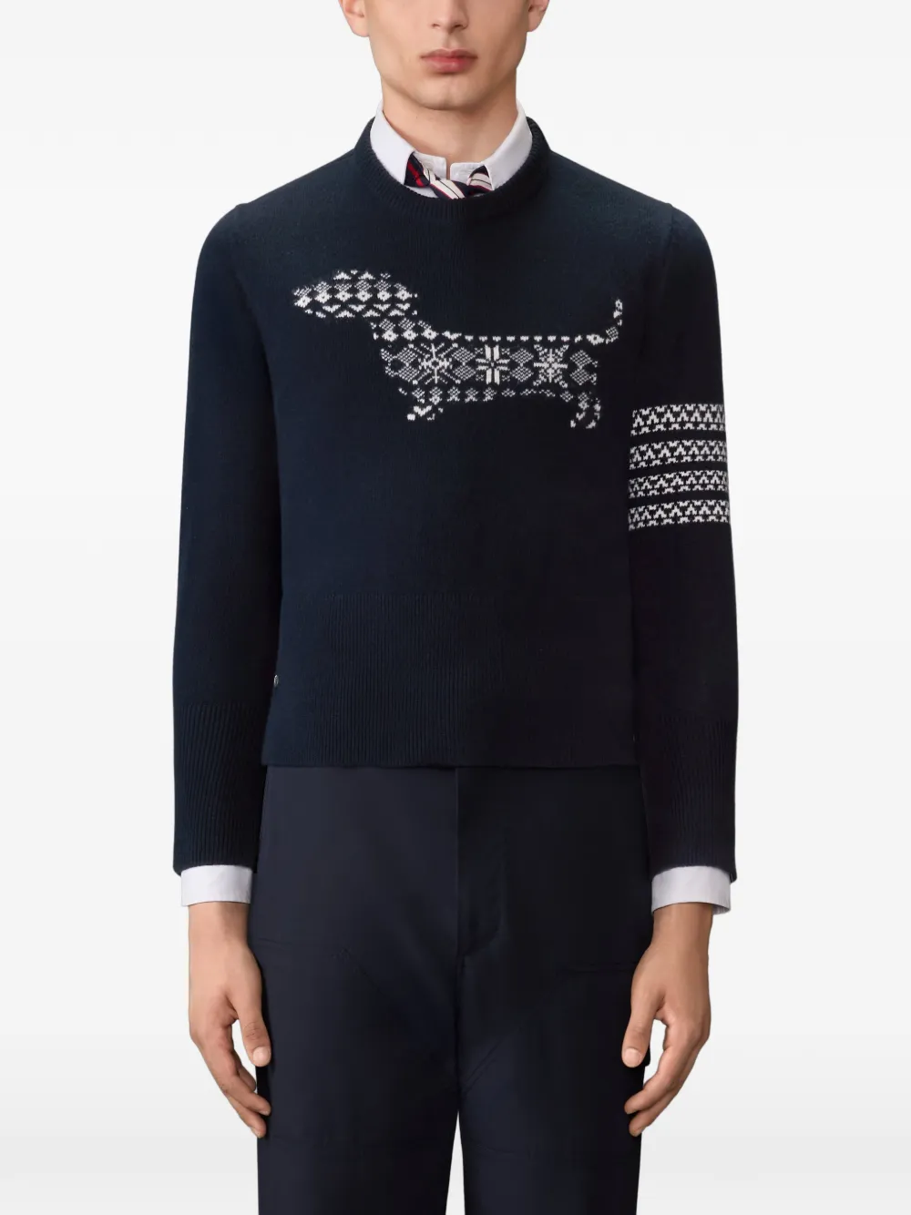 Thom Browne Hector 4-Bar trui met streepdetail Blauw