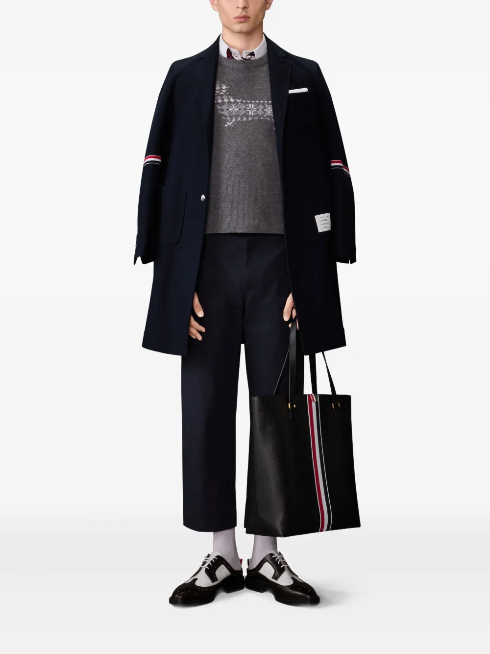 Thom Browne Trui met vier strepen Grijs
