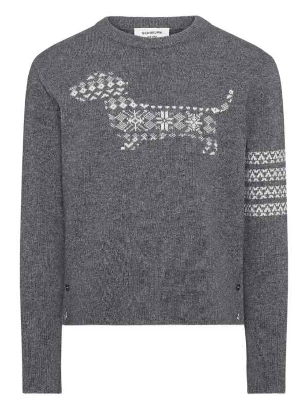 Thom Browne 4-bar Stripe-detail Sweater in Grey