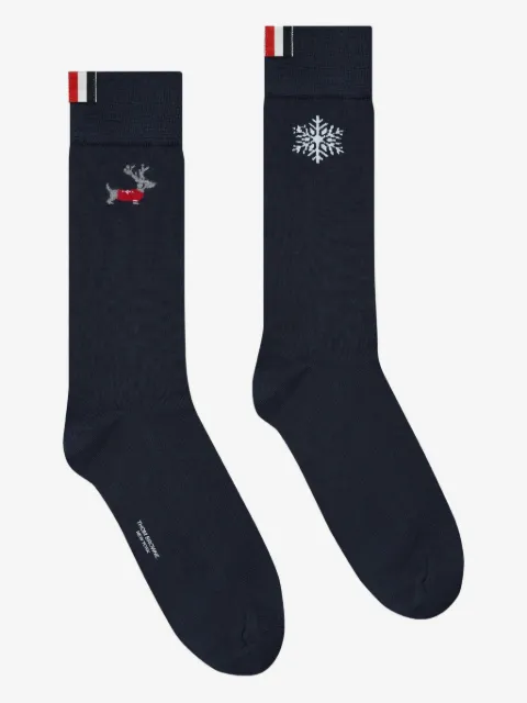 Thom Browne reindeer-motif logo-embroidered socks
