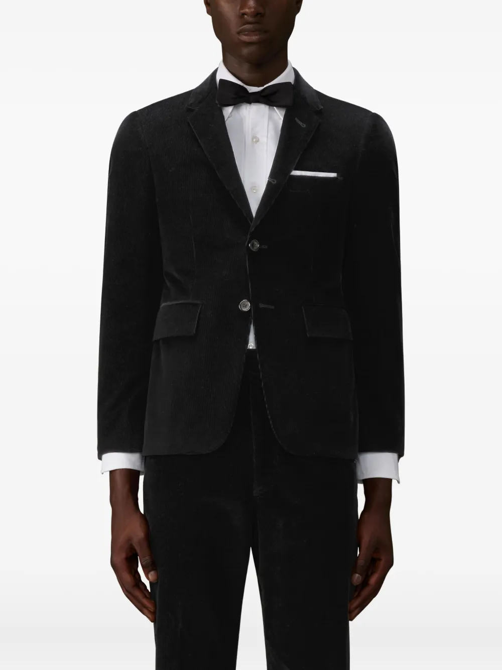 Thom Browne Blazer met knoopsluiting en ribfluwelen textuur Zwart