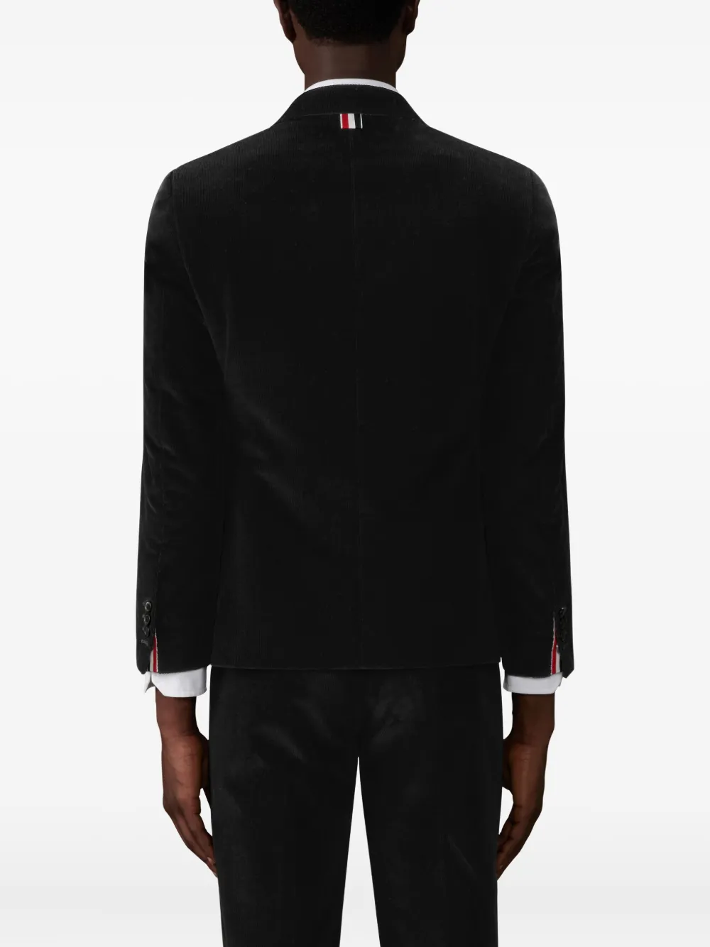 Thom Browne Blazer met knoopsluiting en ribfluwelen textuur Zwart