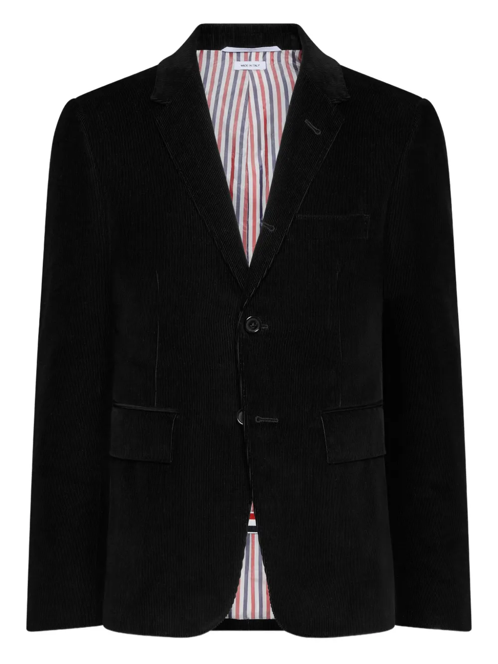 Thom Browne button-fastening corduroy-texture blazer | Black | Image 1