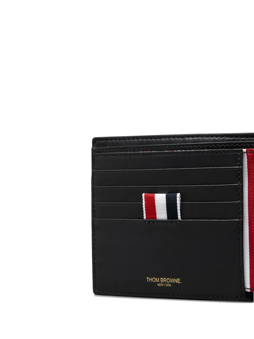 Thom Browne 4-Bar leren portemonnee met streepdetail Zwart