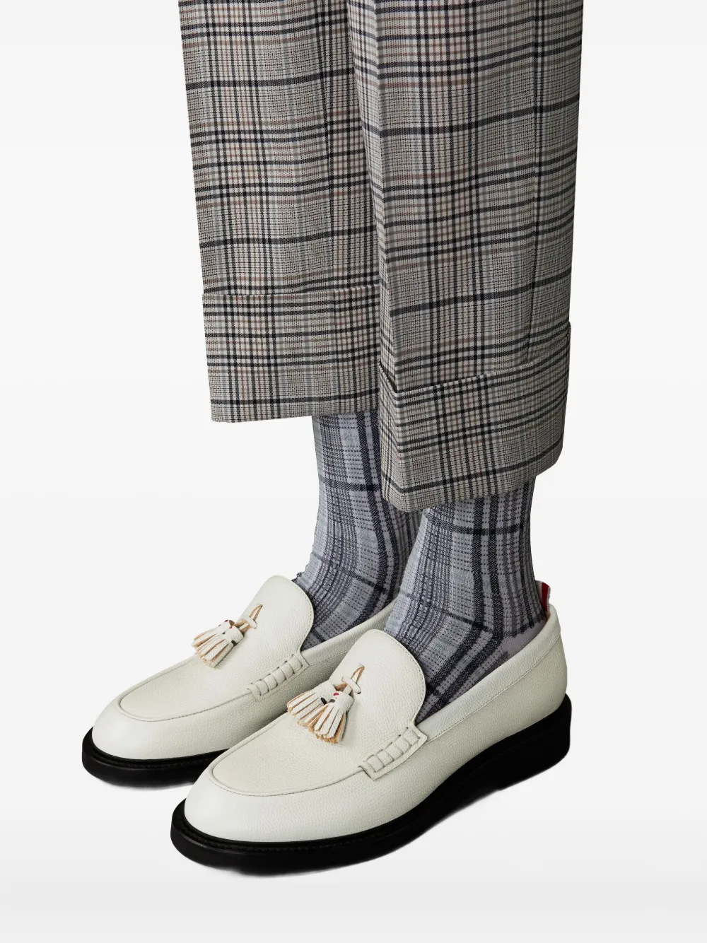 Thom Browne Loafers van bewerkt leer met kwastje Beige