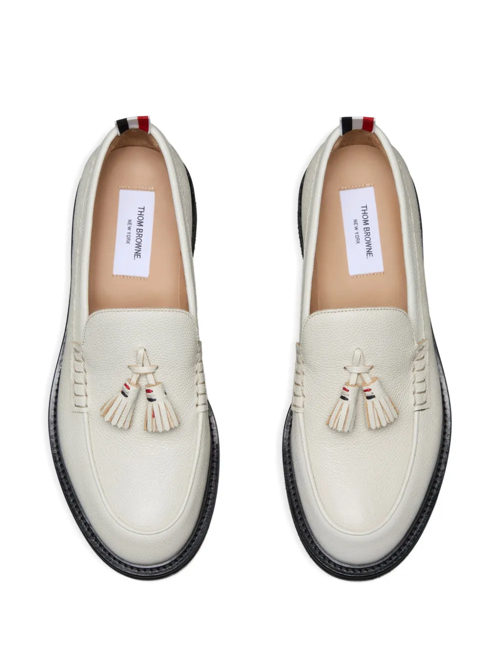 Thom Browne Loafers van bewerkt leer met kwastje Beige
