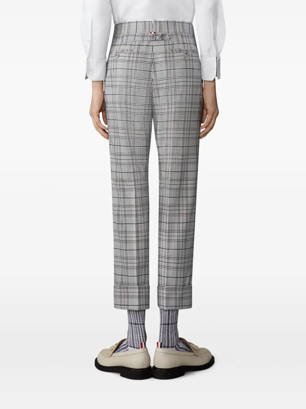 Thom Browne Geruite broek met band Grijs