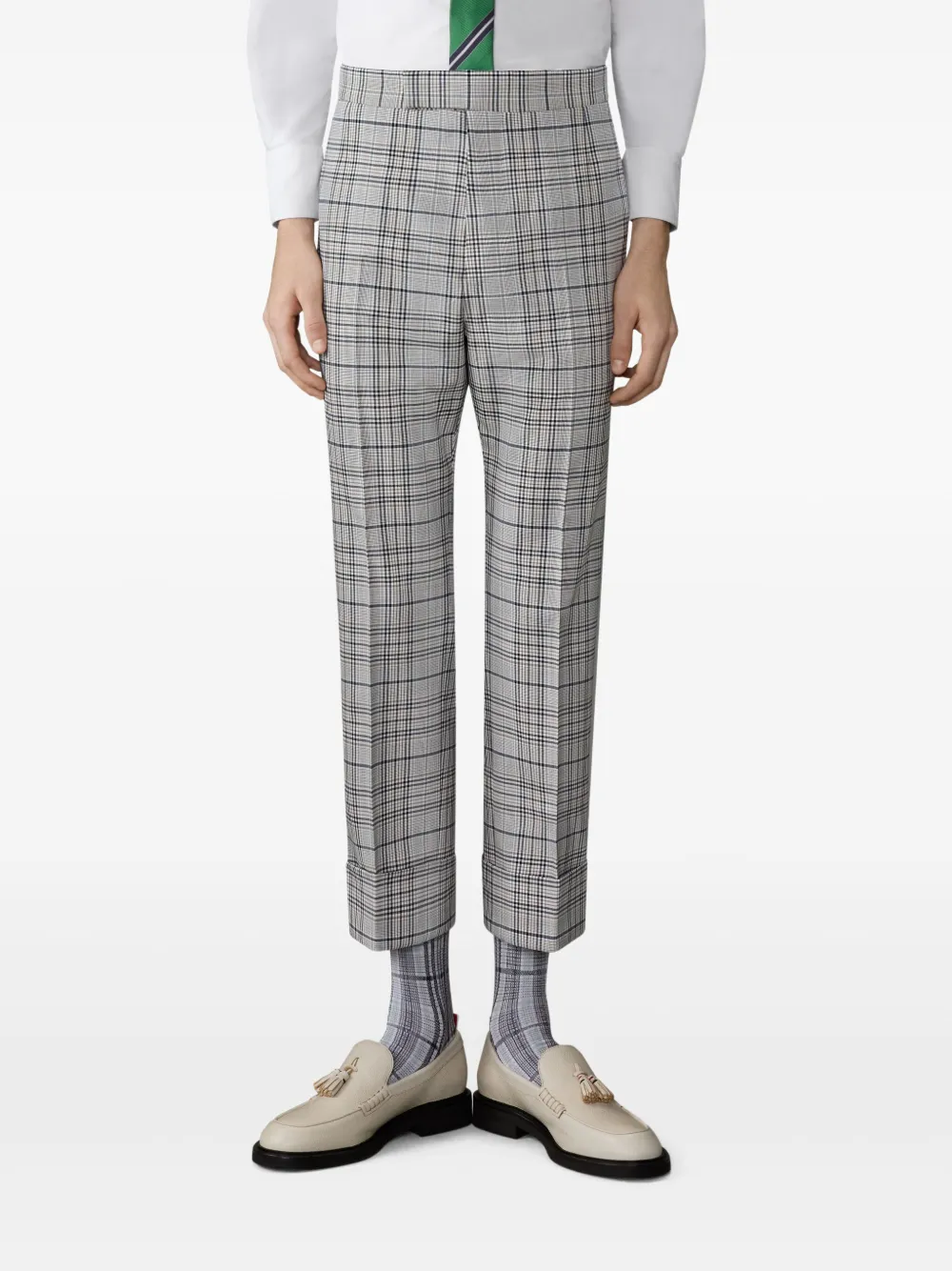 Thom Browne Geruite broek met band Grijs